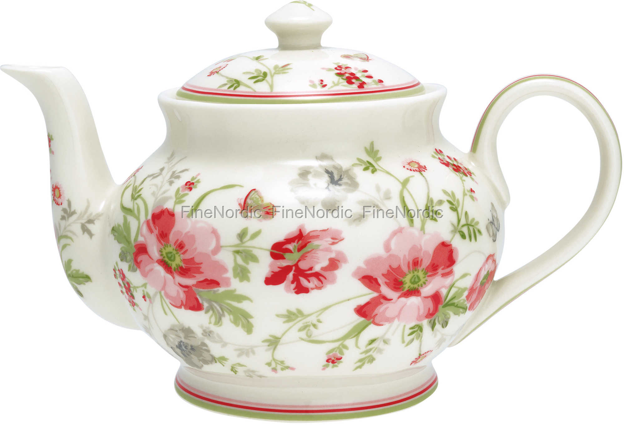 GreenGate Tekande Teapot Round Meadow White