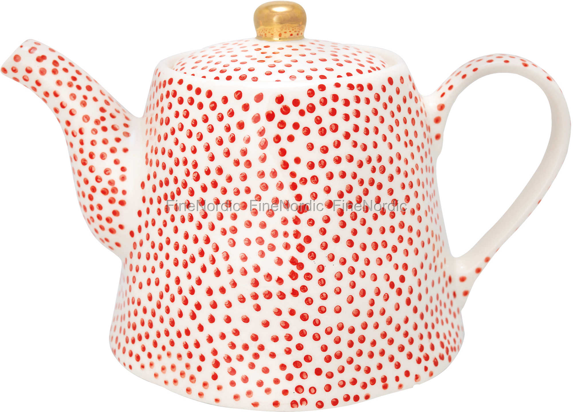 GreenGate Tekande Teapot Dot Red with Gold